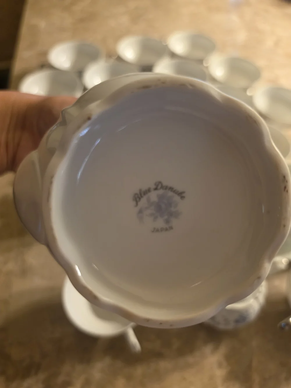 Elegant White Porcelain Tea Set with Blue Floral Accents 20 Pieces